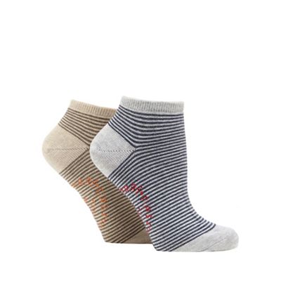 Mantaray Pack of two grey striped trainer socks